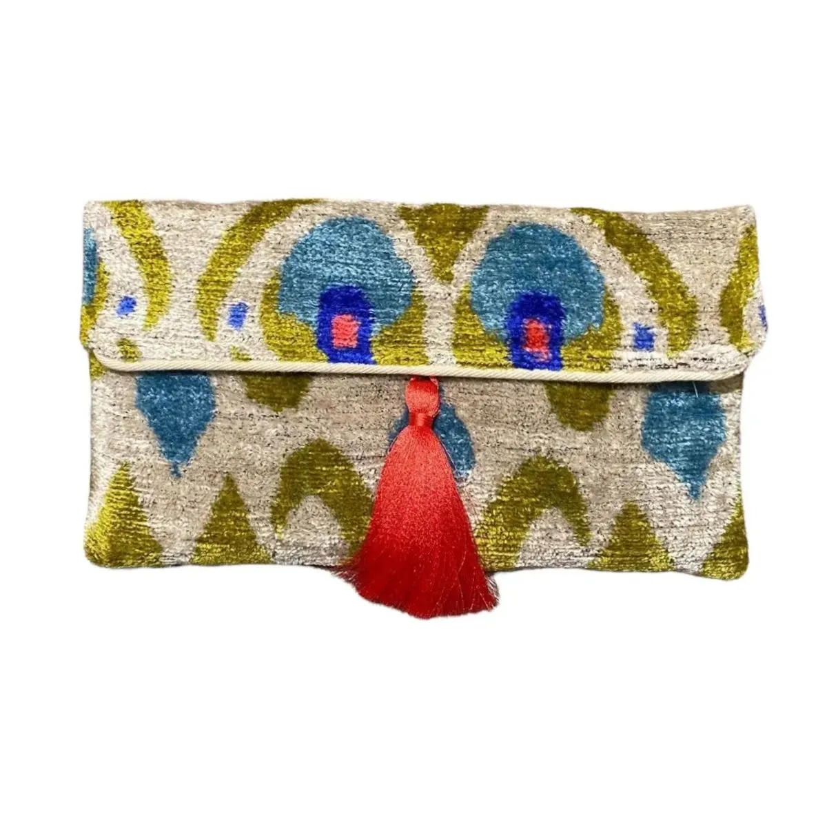 Silk Velvet Ikat Clutch