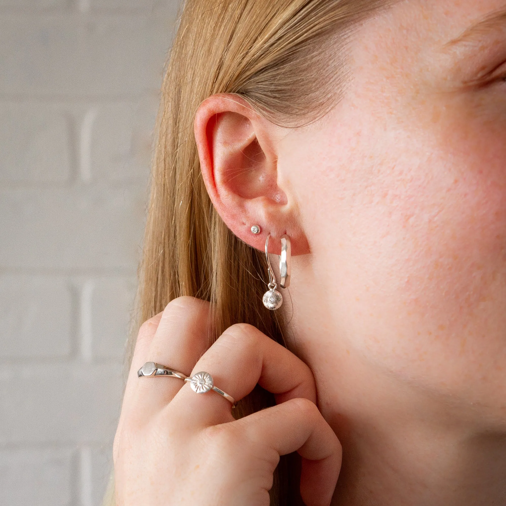 Silver Diamond Droplet Studs