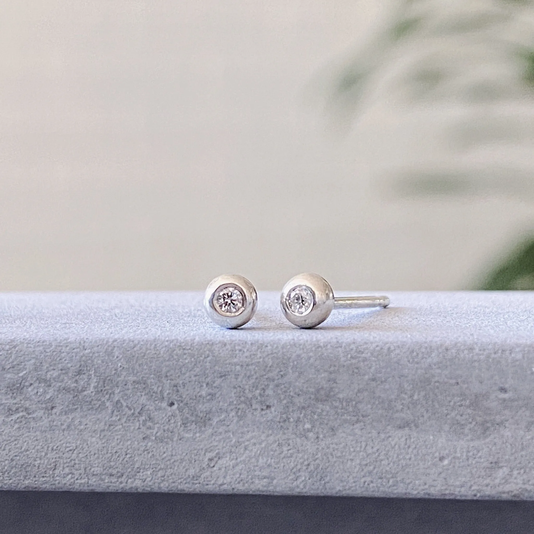 Silver Diamond Droplet Studs