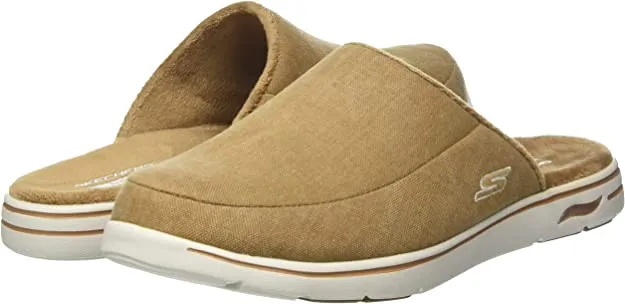 Skechers Go Walk Arch Fit Lounge Wheat Slip On Indoor Outdoor Athletic Slippers