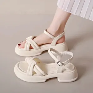 Summer Women gladiator Sandals Fashion Platform Cross-toe Sandals Comfortable Muffin Casual Women's Shoes Luxury sandales plates