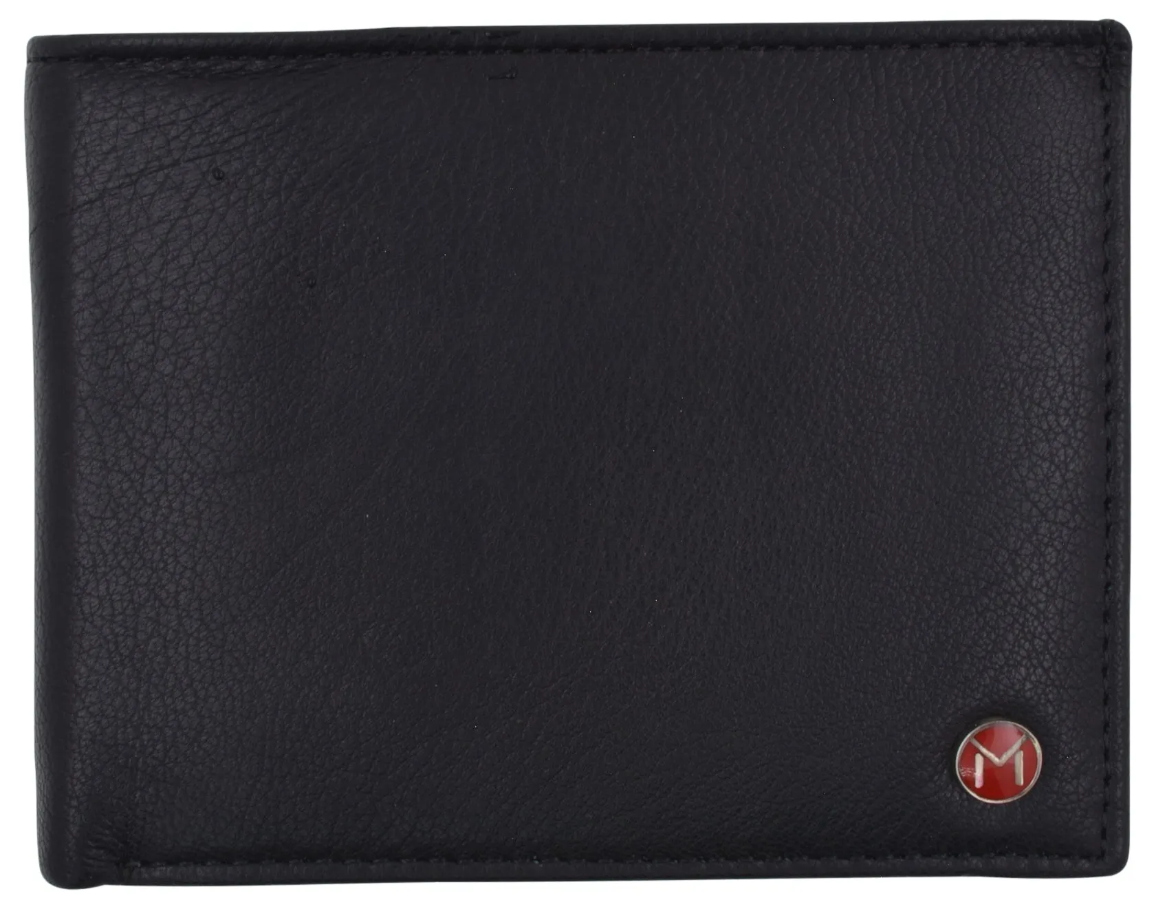 Swiss Marshall Mens Leather RFID Bifold Wallet 2 ID Windows Divided Bill Section