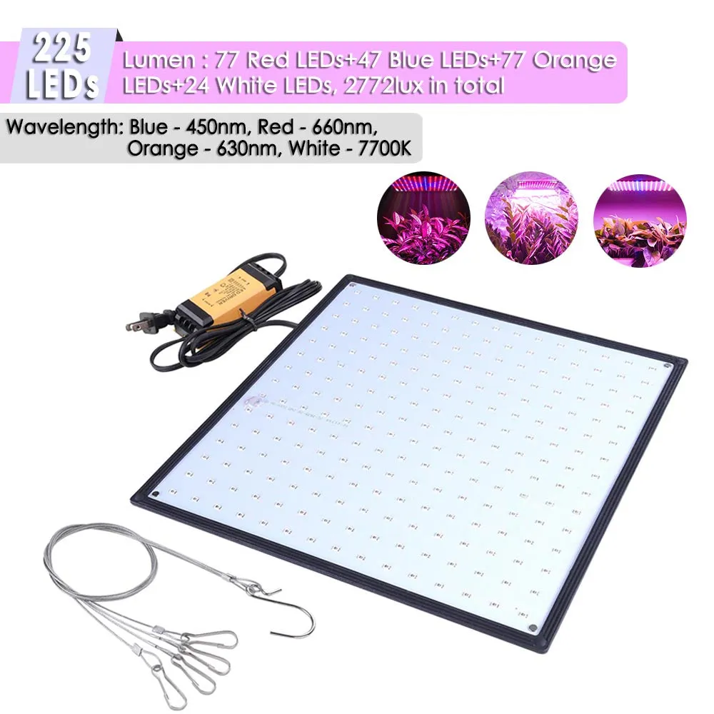 TheLAShop 225 Ultrathin Blue Red Orange White LED Plant Grow Light Panel