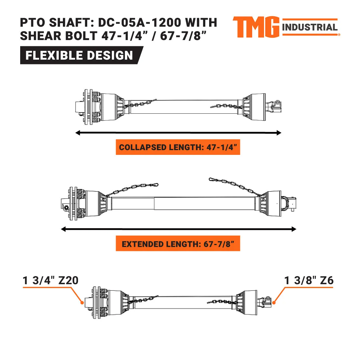 TMG Industrial Pro Series 68” Rotary Cutter, 3-Point Hitch, 25-90 HP Tractors, 540 RPM, Slip Clutch PTO Shaft Included, TMG-TRC75