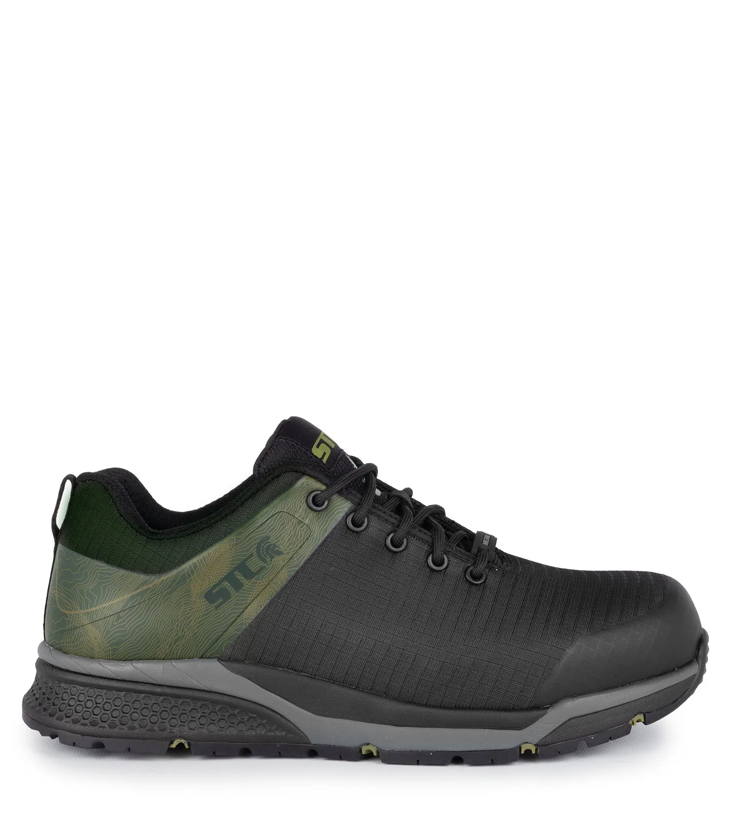 Trainer, Black & Green | Athletic Metal Free Lightweight Work Shoes