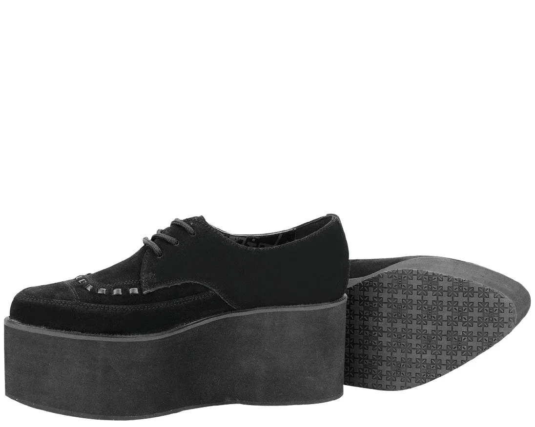 T.U.K. Black Suede Eva 3x Stack Pointed Creeper