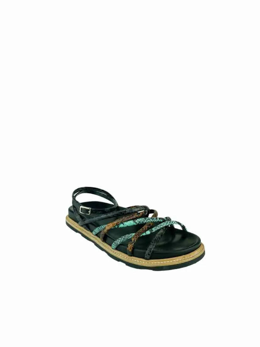 Vic Matie, Women's Snakeskin Sandals, Black/Multi, Size 39 (9)