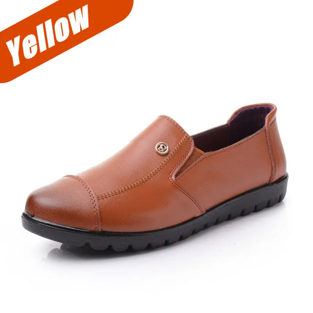 Women's Shoes Woman Female Oxford Genuine Leather Brand Casual Flats Mother Sapato Feminino Schuhe Zapatos Loafers Shoes DNF8011