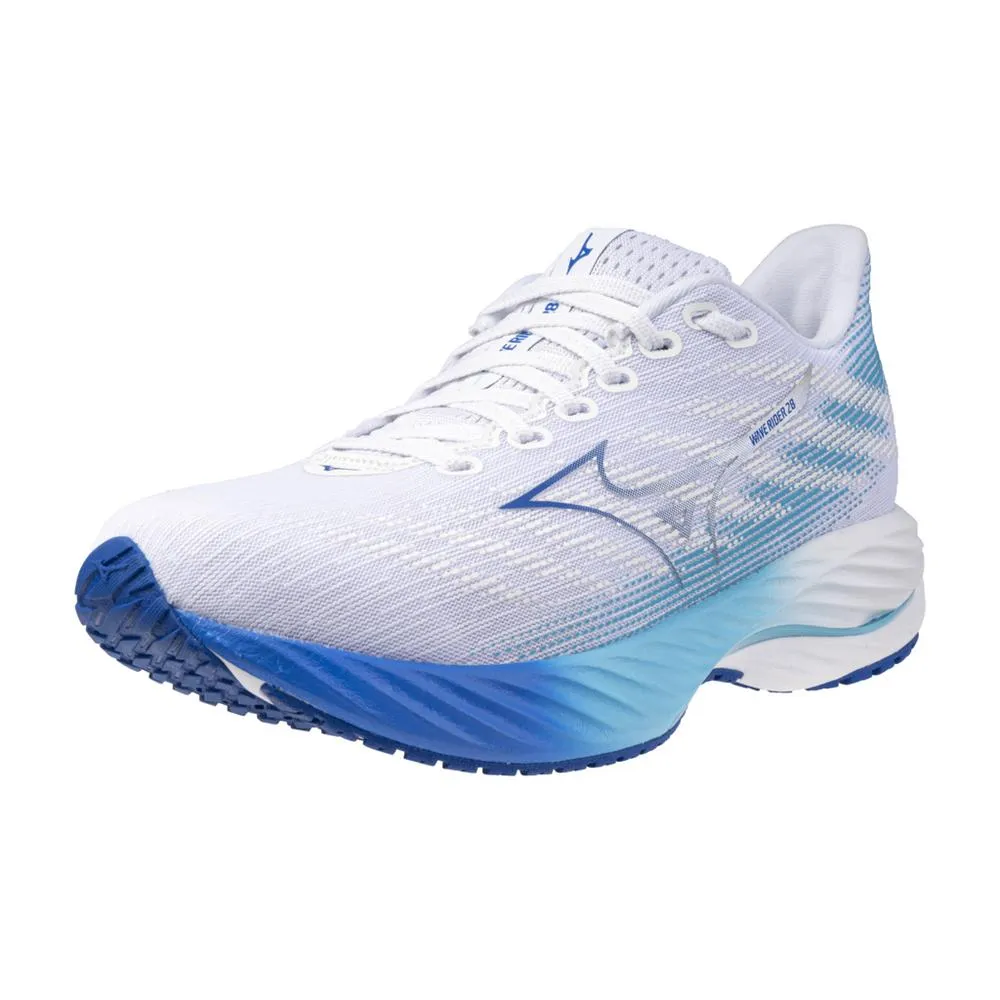 Women's Wave Rider 28 Running Shoe - White/ Mugen Blue - Regular (B)