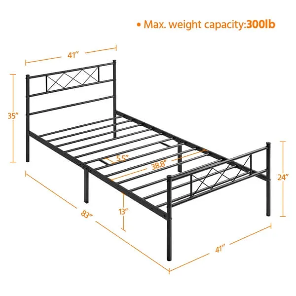 Yaheetech Metal Platform Bed Frame